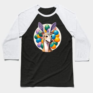 Italian Greyhound Enjoys Easter with Bunny Ear Headband Baseball T-Shirt